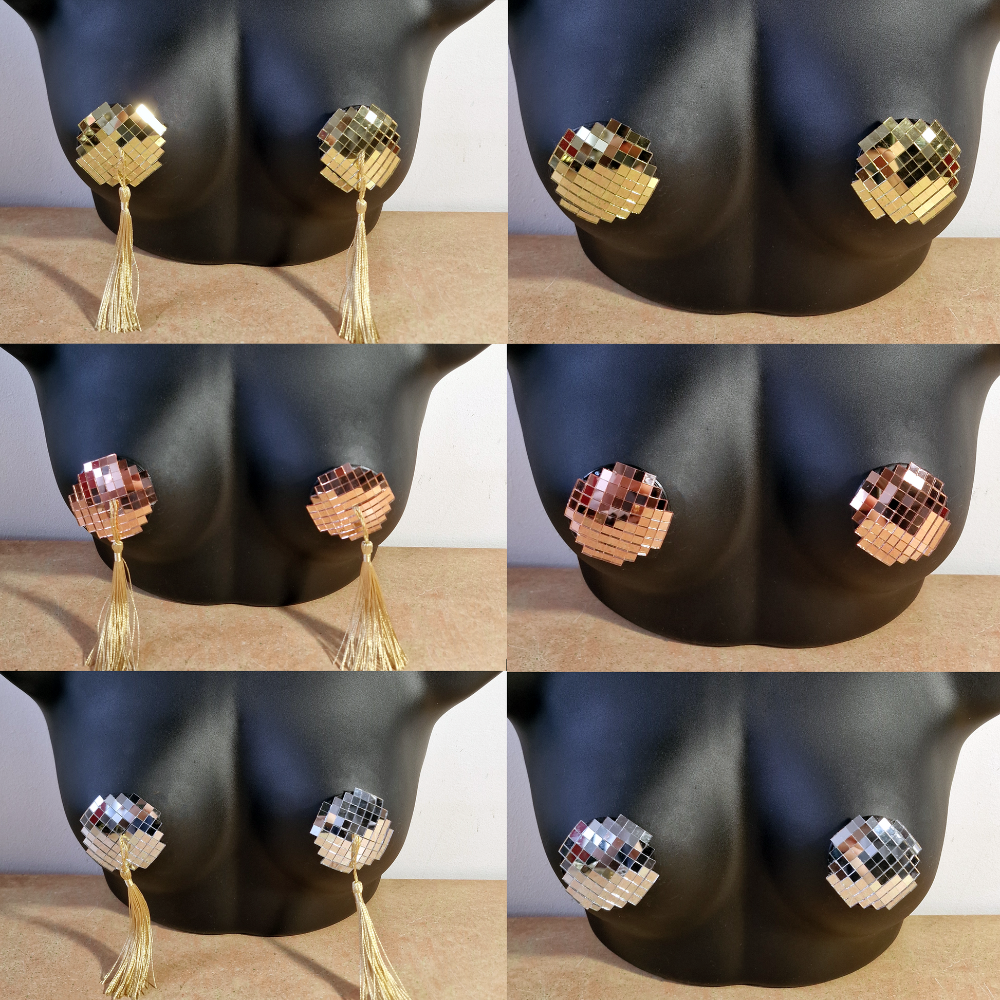 DiSCO NiPS (Round - small tiles) - mirror ball nipple tassels / pasties image 0