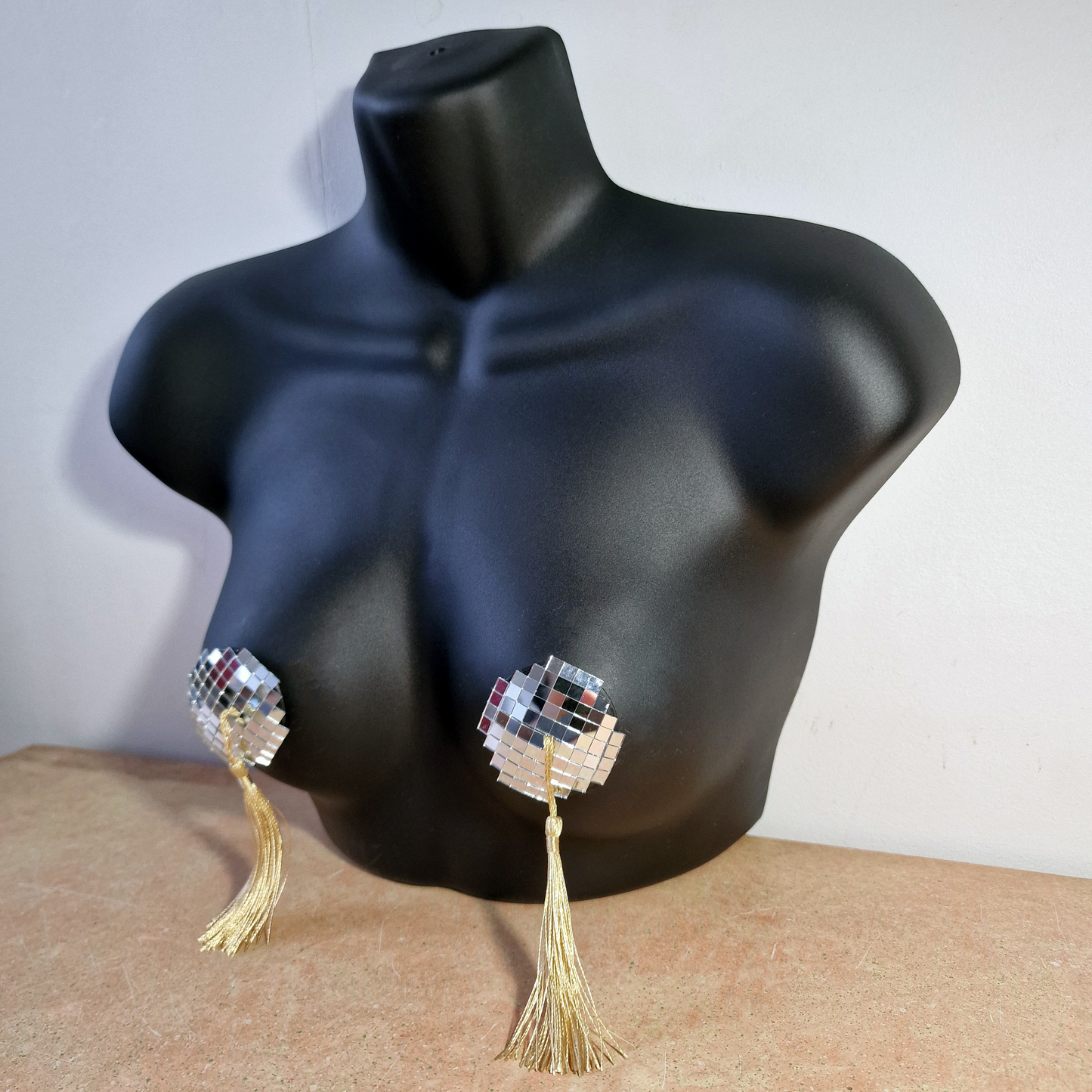 DiSCO NiPS (Round - small tiles) - mirror ball nipple tassels / pasties image 1