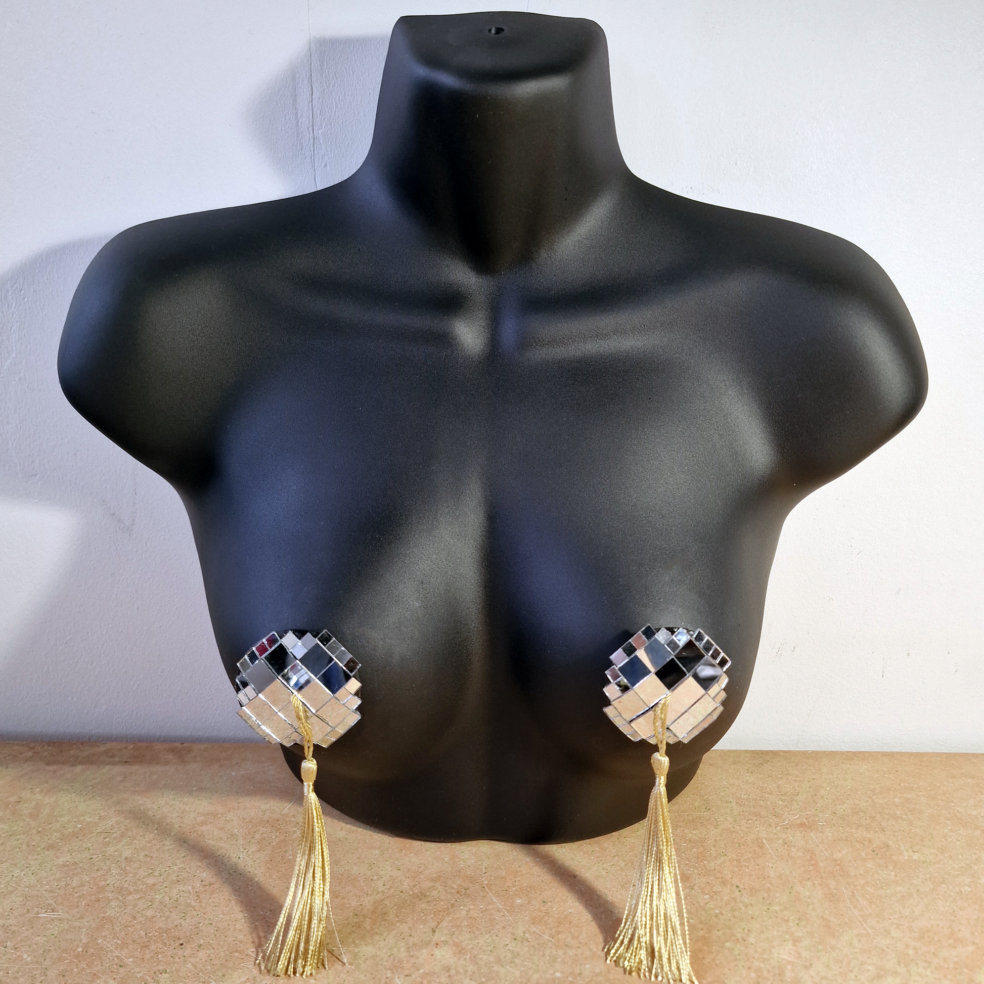 DiSCO NiPS (Round - large tiles) - mirror ball nipple tassels / pasties image 6